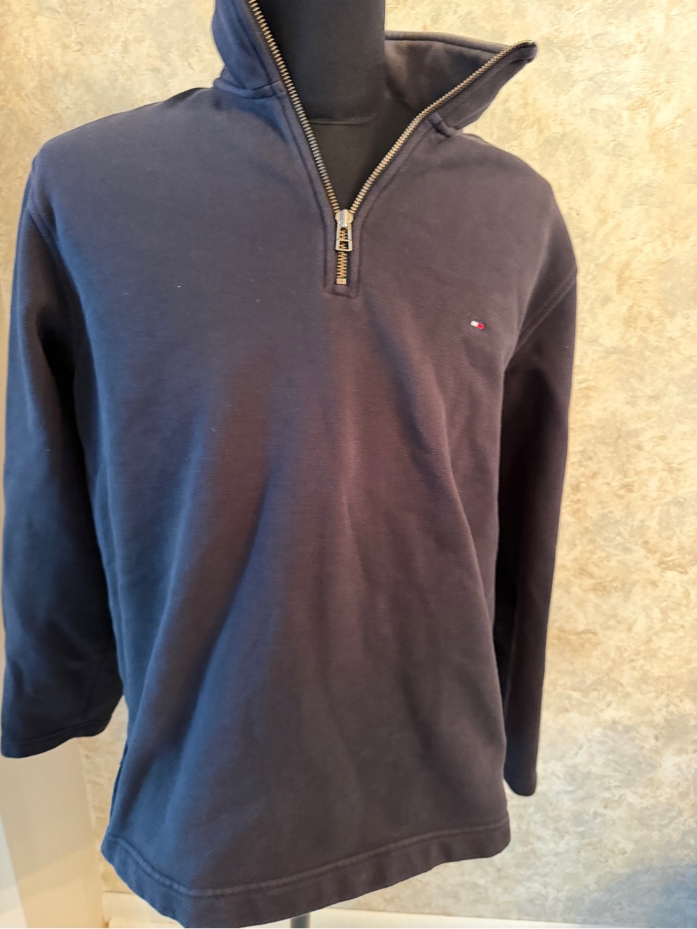 Tommy Hilfiger Men's black Half-Zip Sweater with Small Logo
